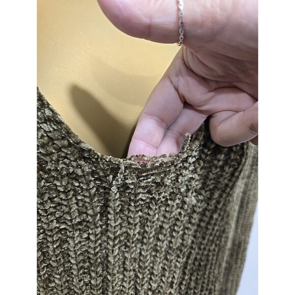 Chenille Moss Green Sweater Womens M Twist Back Forest Fairy Goblincore Chunky - Picture 2 of 7